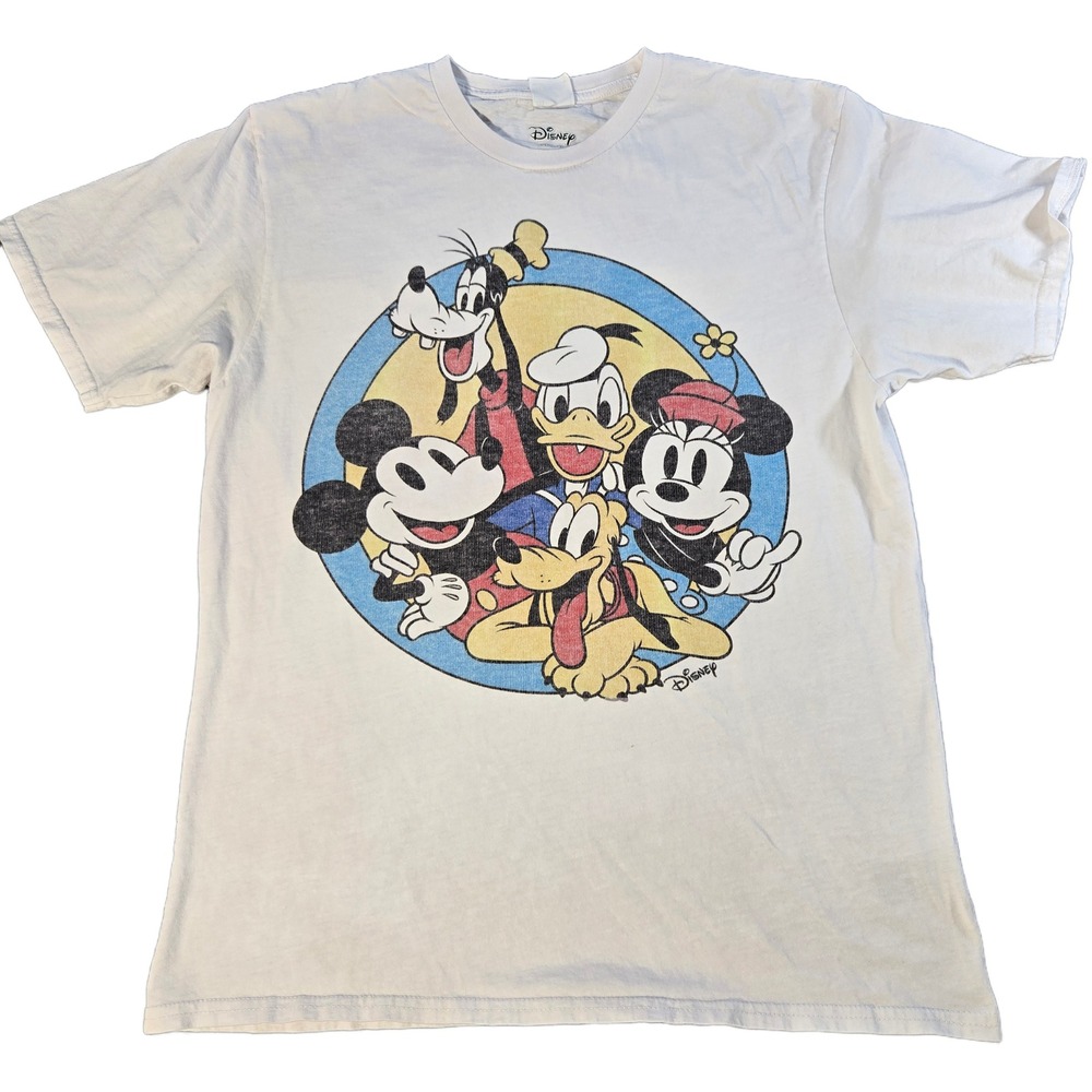 Disney Mickey Mouse and Friends Graphic T-Shirt White Medium Short Sleeve